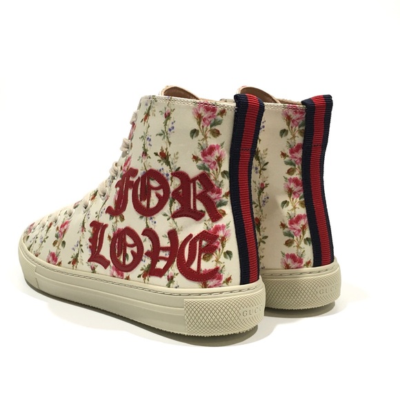 GUCCI 'BLIND FOR LOVE' FLORAL PRINT HIGH TOP SNEAKERS -WOMEN’S US 7 -NEW - Picture 5 of 10